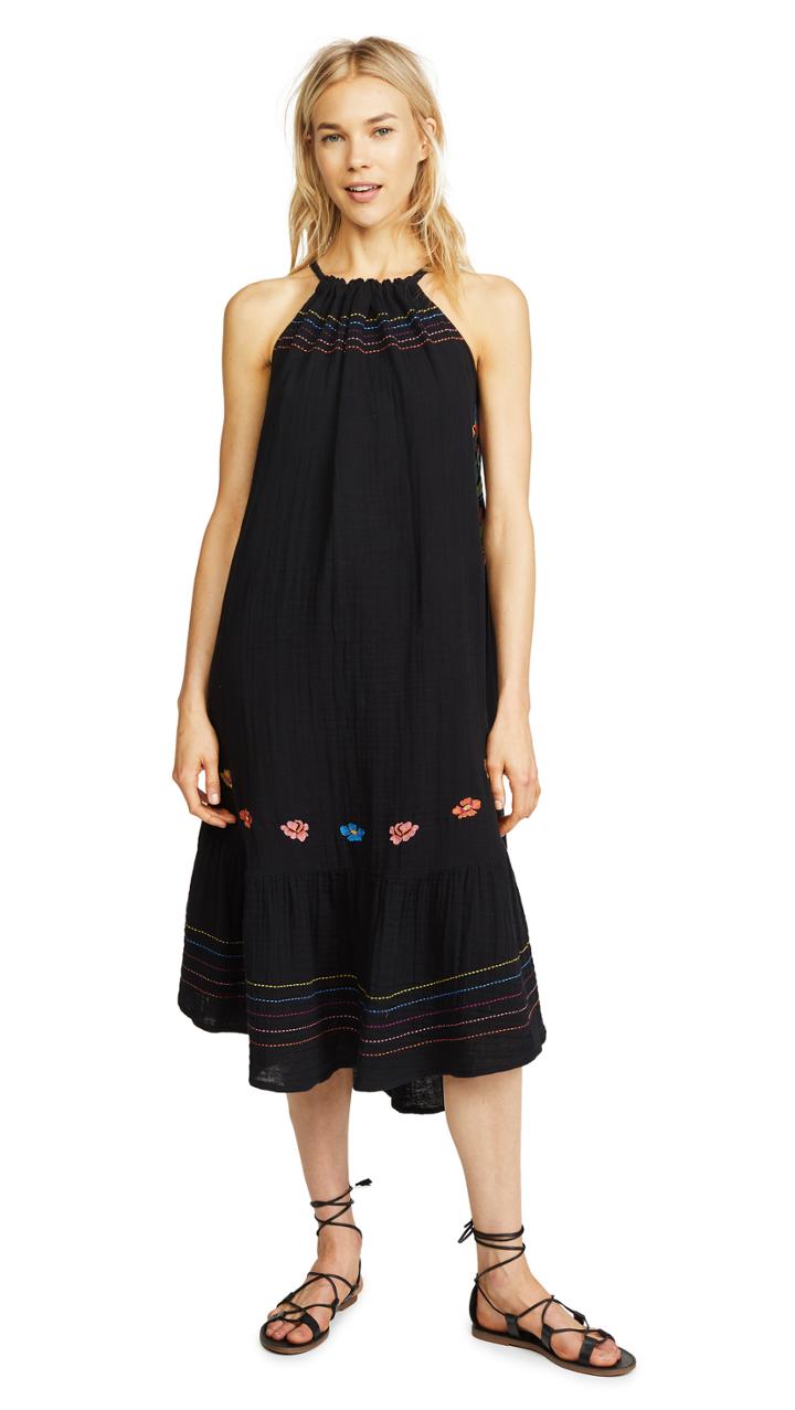 Sundry Shirred Midi Dress
