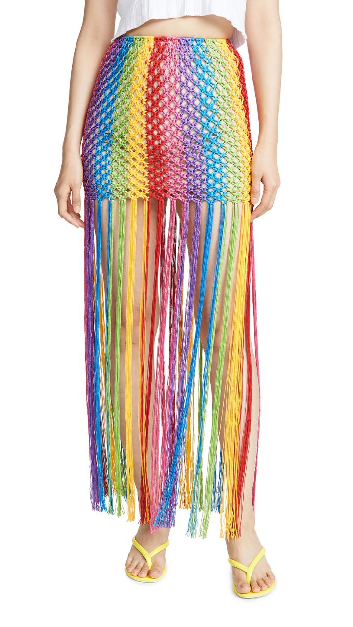 Farm Rio Rainbow Macrame Skirt