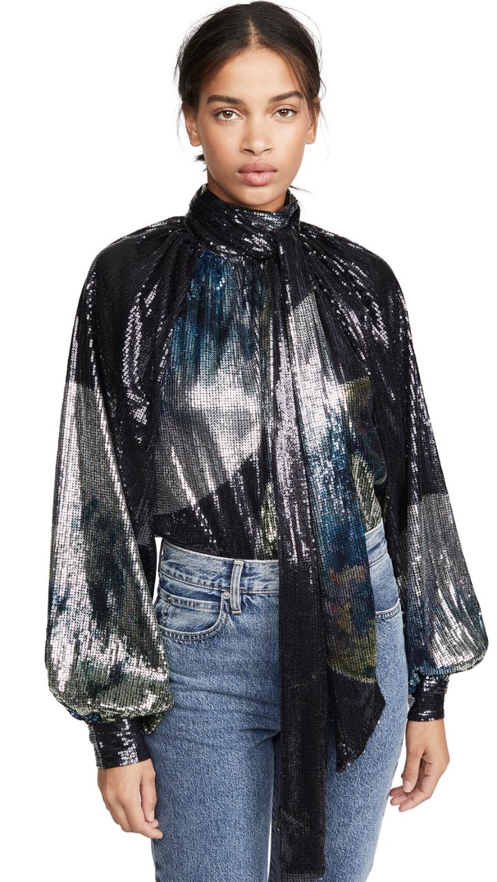 Ganni Sequin Mesh Blouse