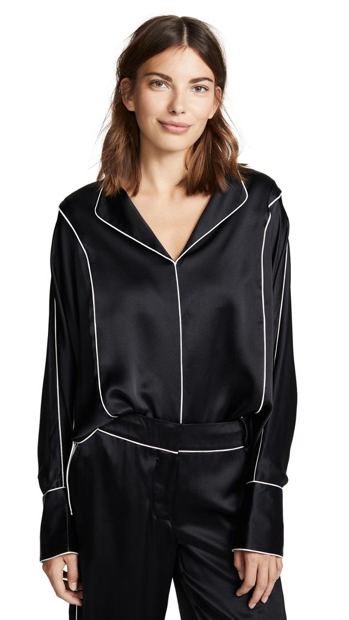 Jason Wu Grey V Neck Piping Top