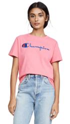 Champion Premium Reverse Weave Big Script Crew Neck T Shirt