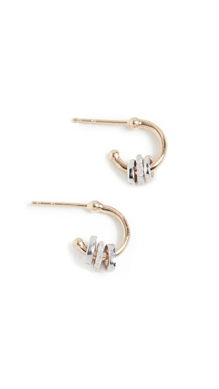 Adina Reyter 14k Pavé Bead Huggie Hoop Earrings
