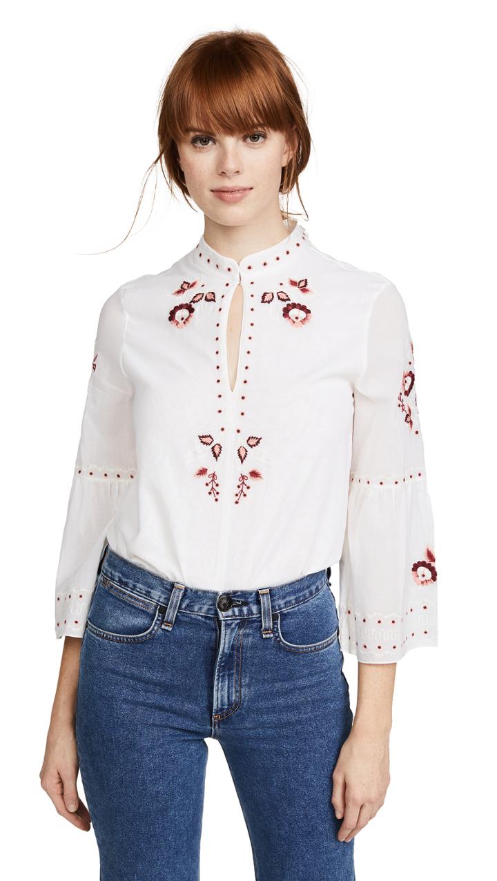 Vilshenko Niamh Ombre Flower Bell Sleeve Top