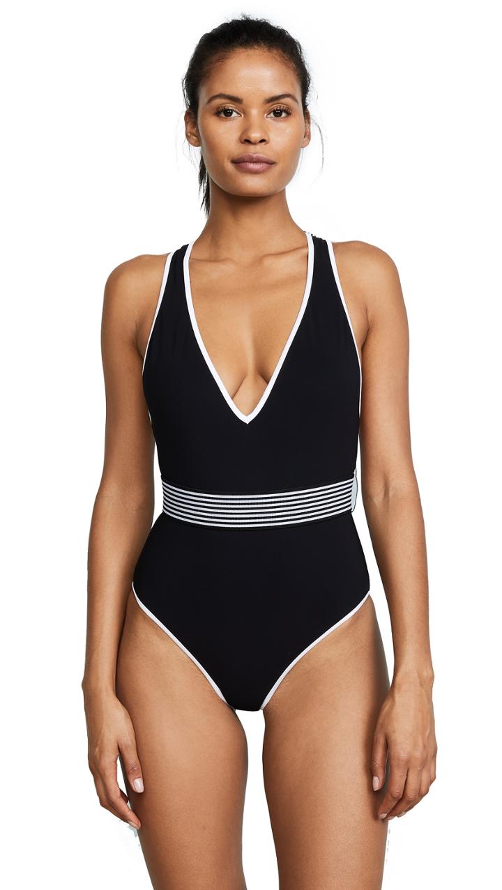 Diane Von Furstenberg Deep V Neck One Piece