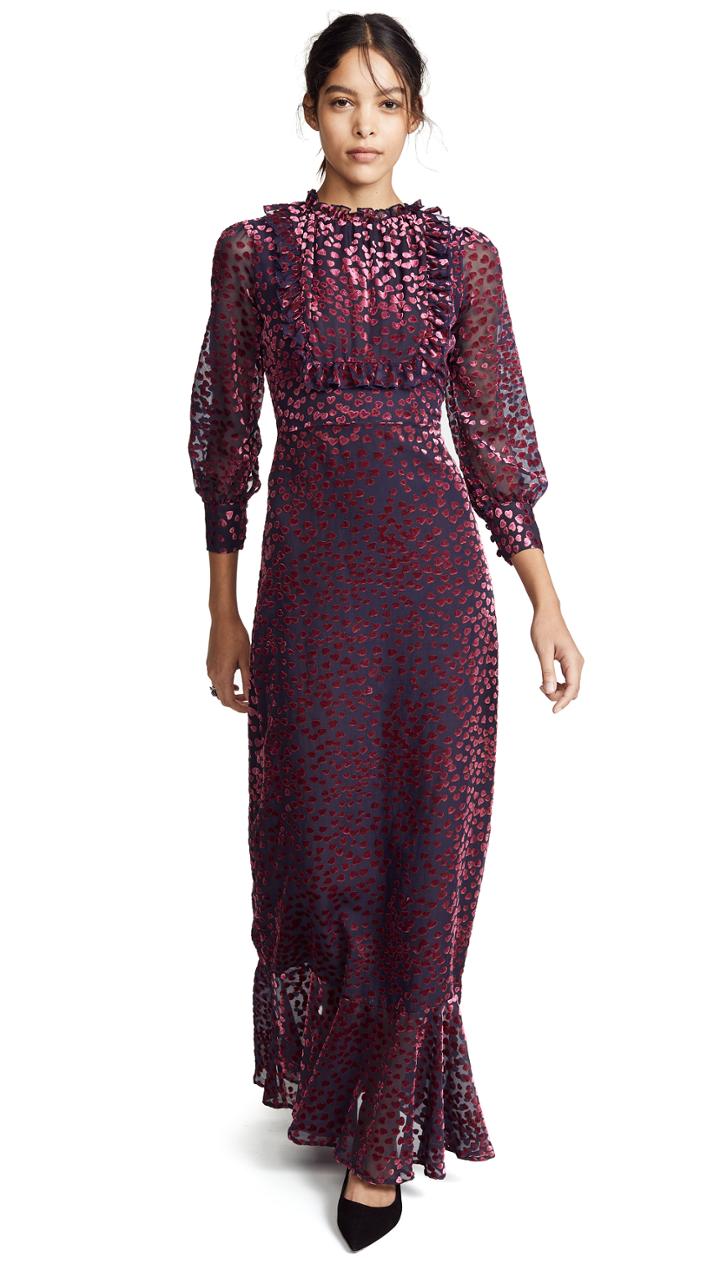Cynthia Rowley Velvet Heart Maxi Dress With Tuxedo Front