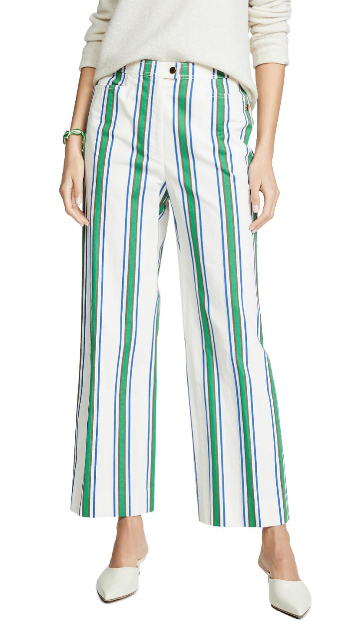 Tory Burch Striped Cotton Pants