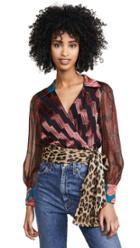 Alice Olivia Omega Blouson Wrap Top