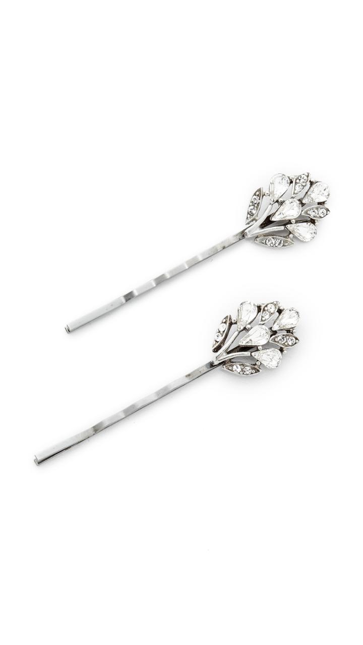 Ben Amun Crystal Peacock Bobby Pin Set Of 2