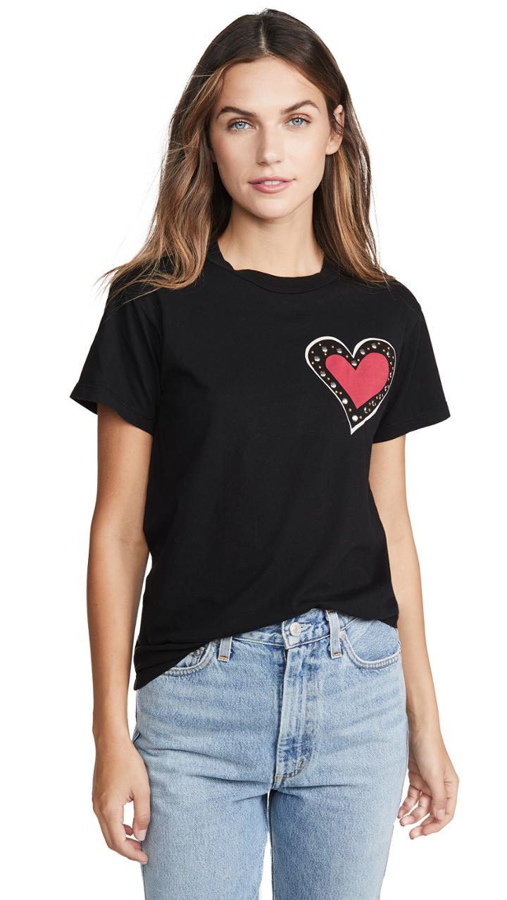 Monogram Heart With Studs Tee