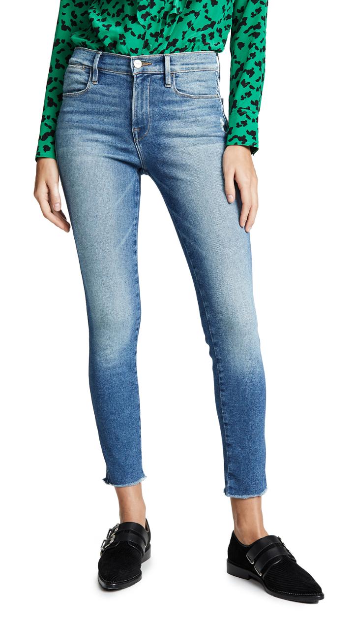 Frame Le High Skinny Double Needle Raw Jeans