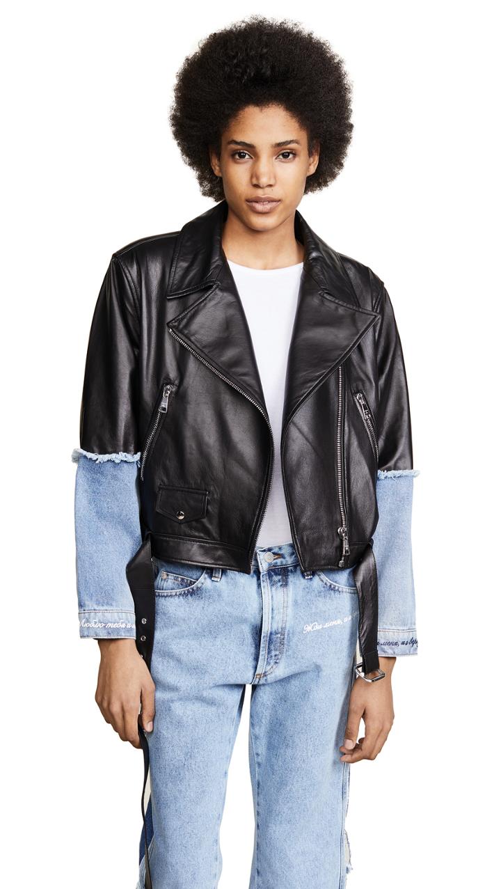 Natasha Zinko Leather Denim Jacket
