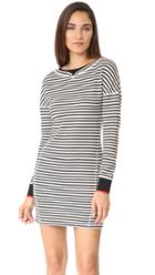 Jason Wu Grey Stripe Boatneck Dress With Ribbed Detail