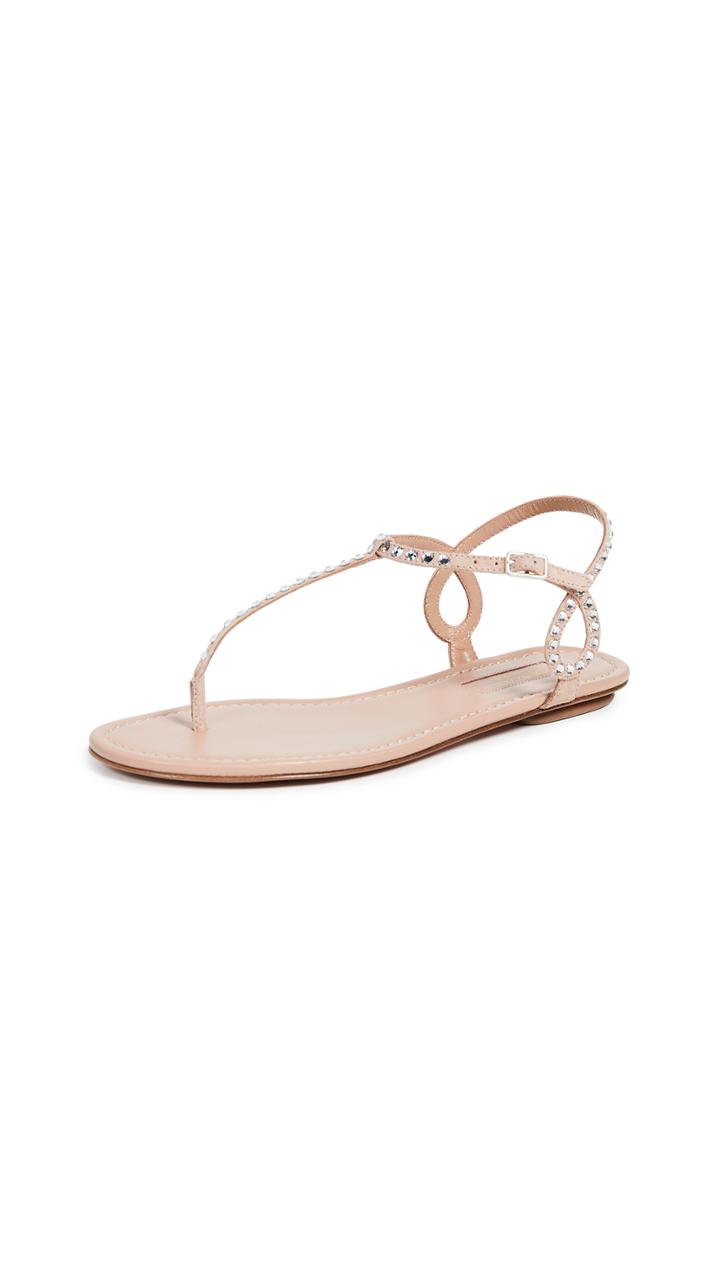 Aquazzura Almost Bare Crystal Flat Sandals