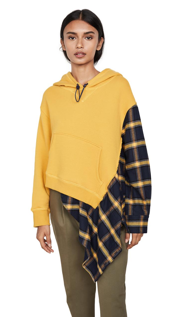 Monse Flannel Cascade Hoodie