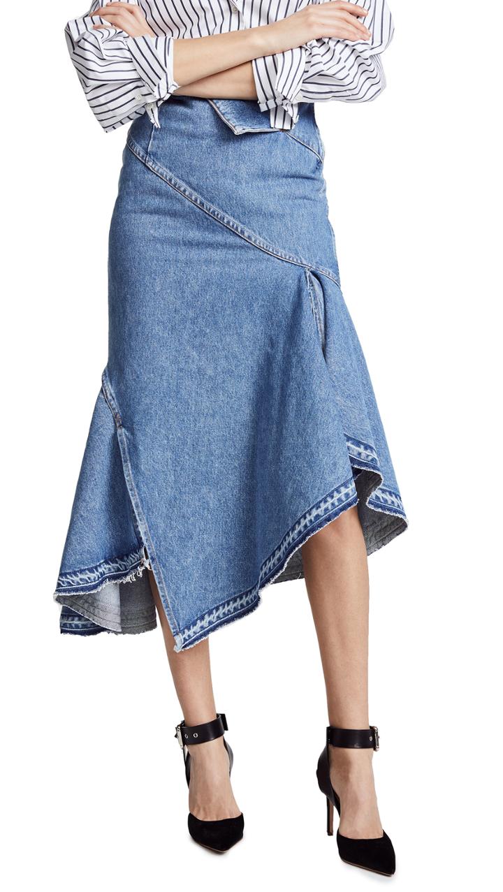 Monse Fold Waist Denim Trumpet Skirt