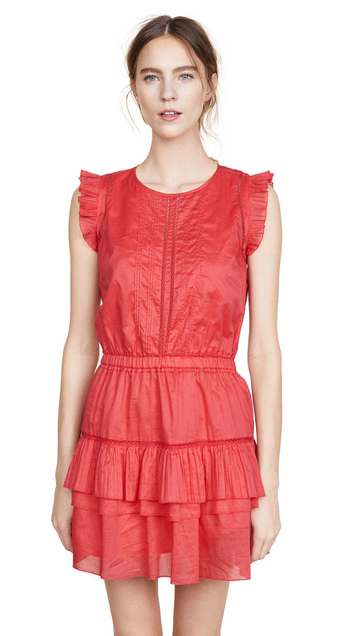 Scotch Soda Maison Scotch Sleeveless Dress With Pleated Ruffle