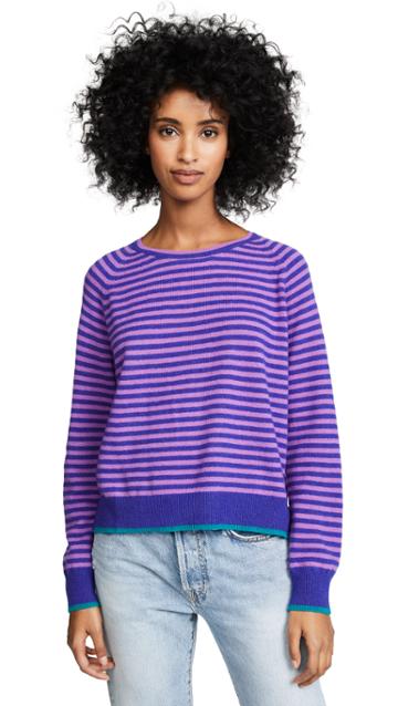 Jumper1234 Tipped Narrow Stripe Boyfriend Cashmere Sweater