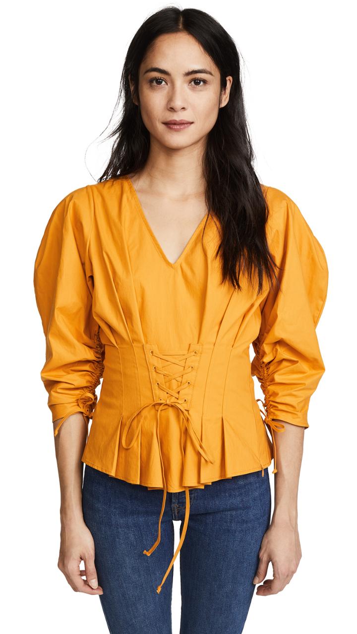 Sea 3 4 Sleeve Lace Up Blouse