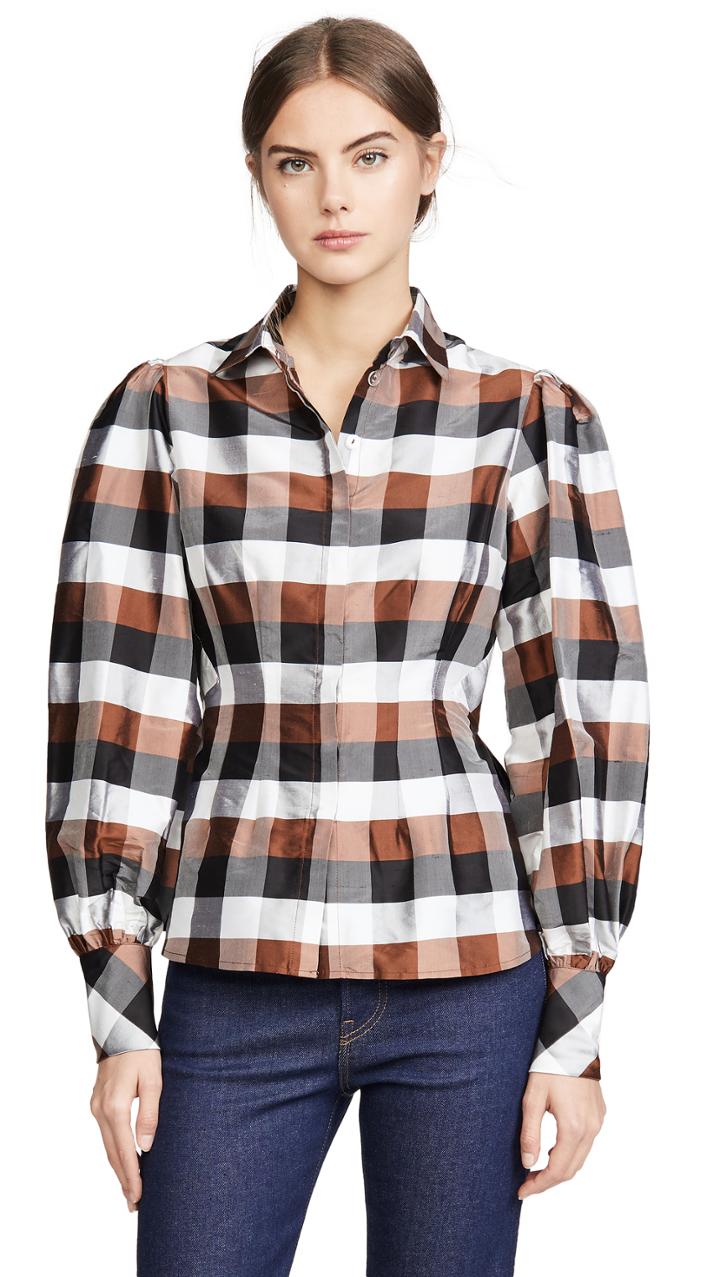 Viva Aviva Romy Peplum Button Down Top