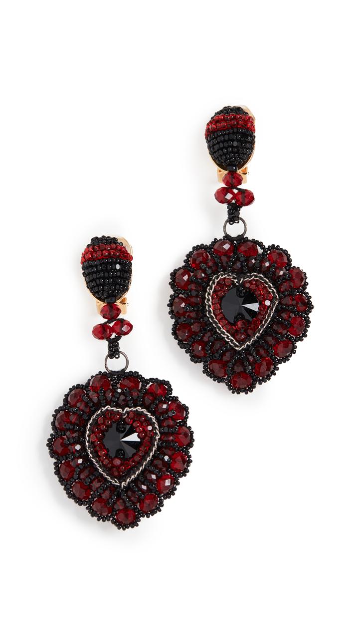 Oscar De La Renta Emb Heart Earring