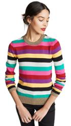 Pam Gela Stripe Sweater With Metallic Rib