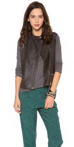 Maison Scotch Leather Biker Vest