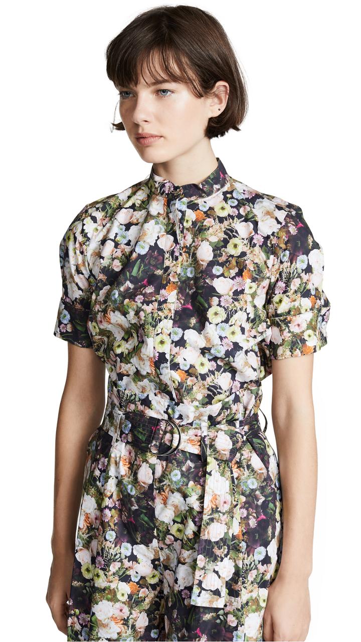 Adam Lippes Printed Poplin Trapeze Shirt