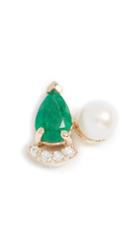 Paige Novick Diamond Emerald 18k Earrings With Cultured Freshwater Pearl