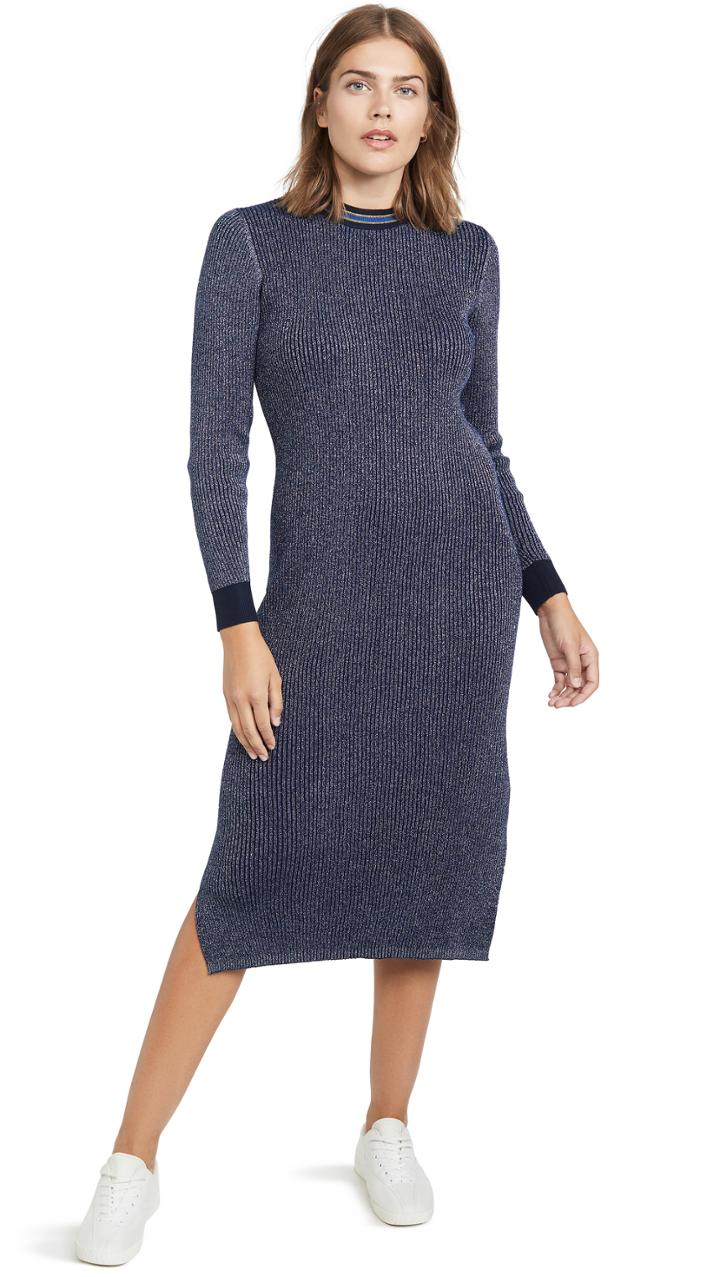Scotch Soda Maison Scotch Metallic Knitted Midi Dress