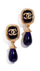 What Goes Around Comes Around Chanel Blue Dangle Stone Earrings