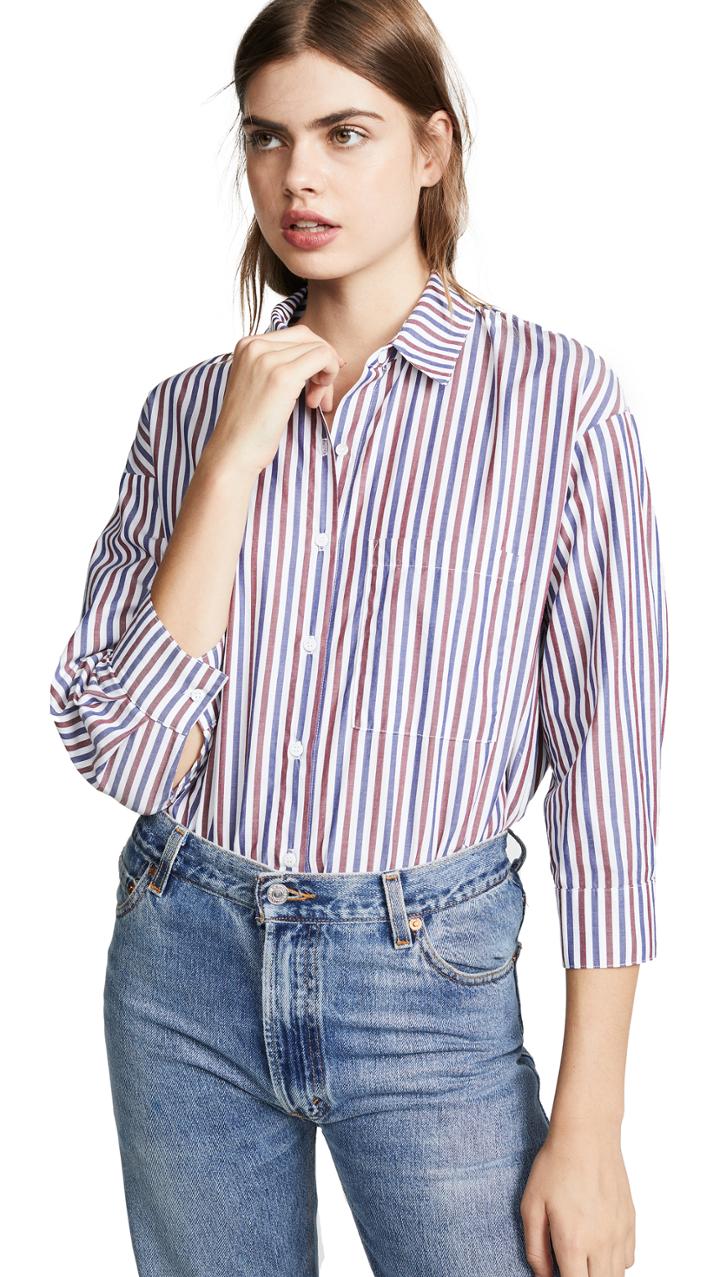 Stateside Oxford Boyfriend Button Down Shirt