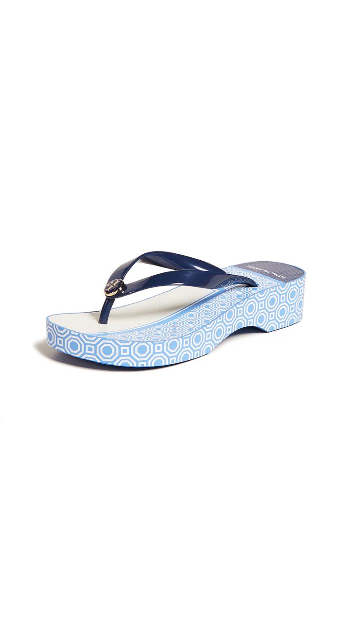 Tory Burch Cutout Wedge Flip Flops