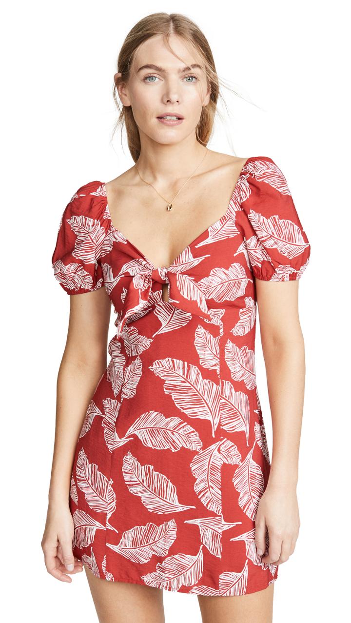 J O A Red Tropical Mini Dress