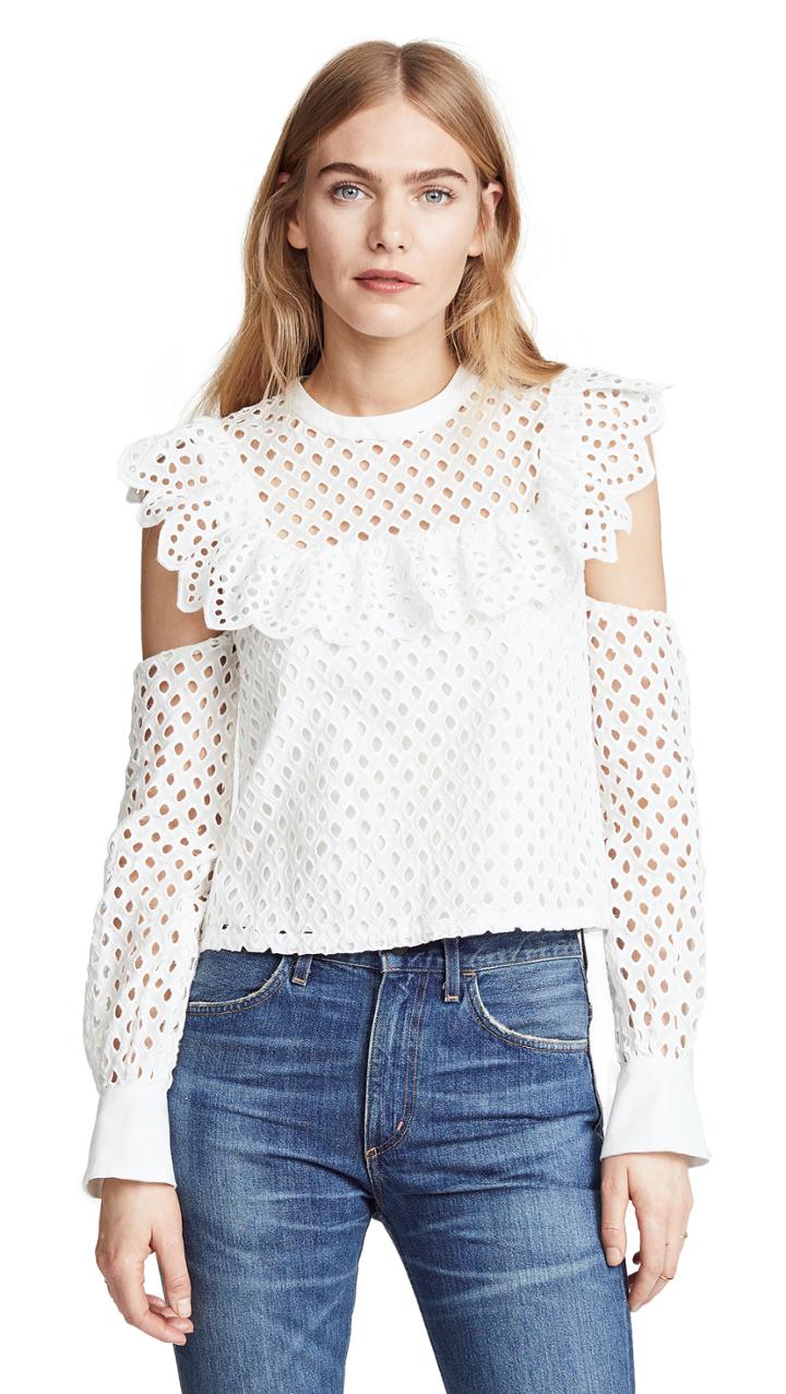 Endless Rose Cotton Eyelet Cold Shoulder Blouse