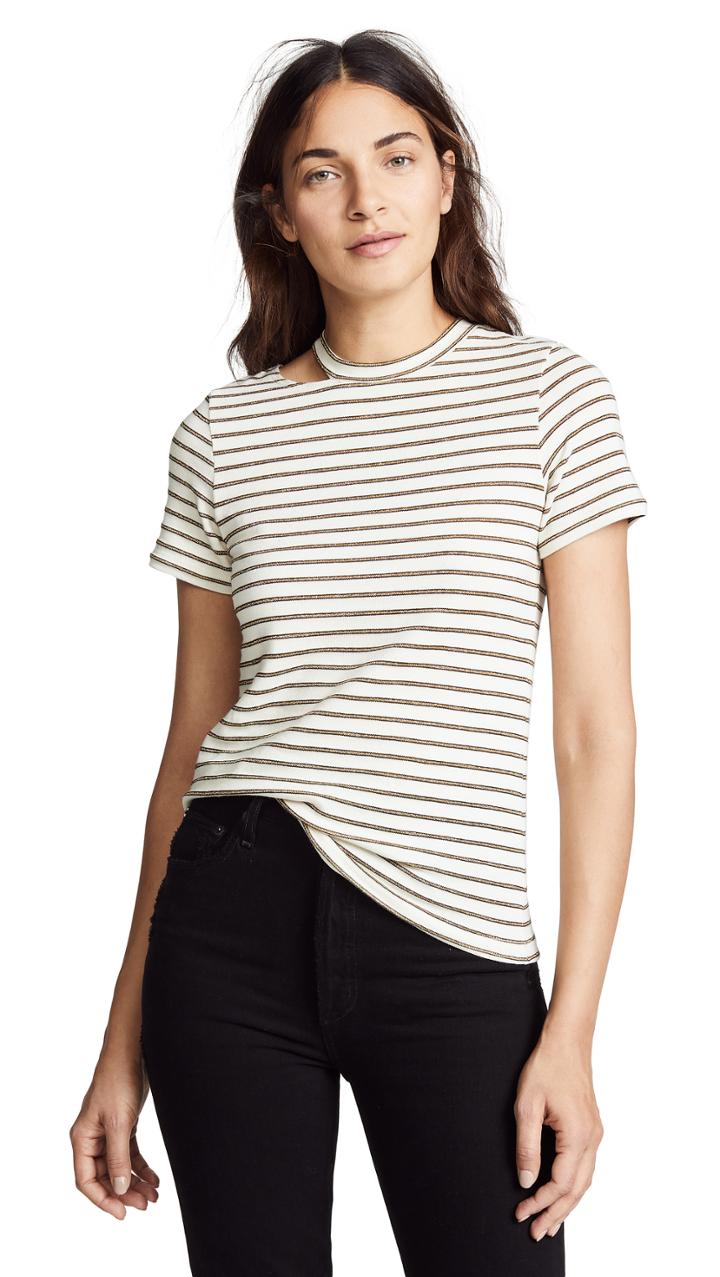 Lna Ono Metallic Stripe Tee