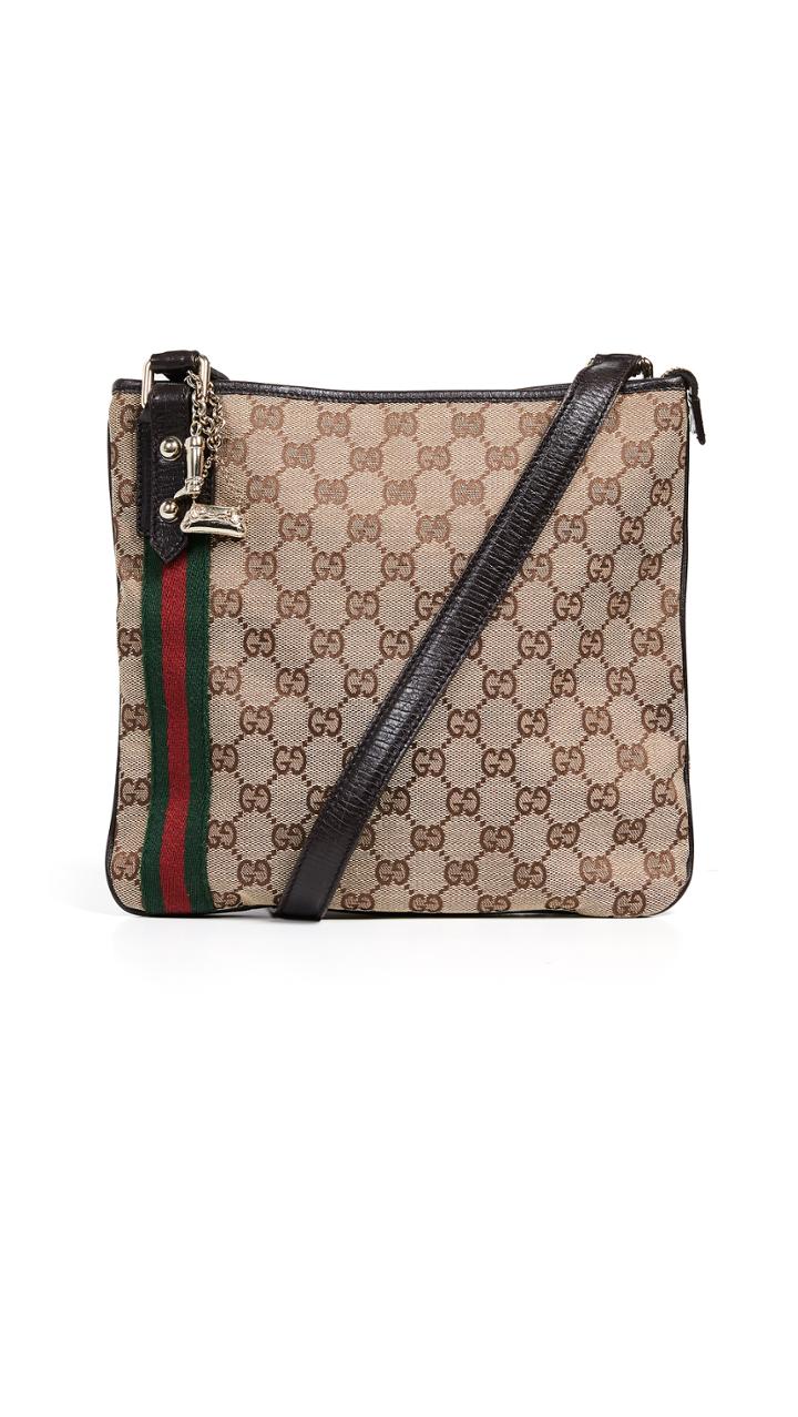 What Goes Around Comes Around Gucci Brown Canvas Jolicoeur Messenger Bag