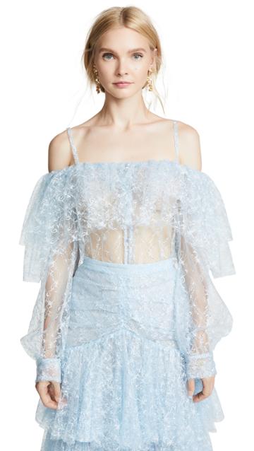 Rodarte Floral Tulle Blouse