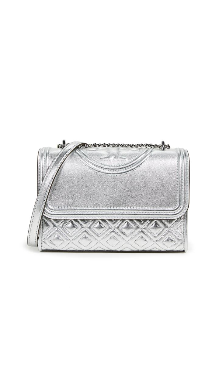 Tory Burch Fleming Metallic Small Convertible Shoulder Bag