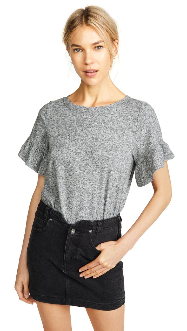 Bb Dakota Space Dye Ruffle Sleeve Tee