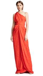 Brandon Maxwell Jacquard One Shoulder Twist Front Gown