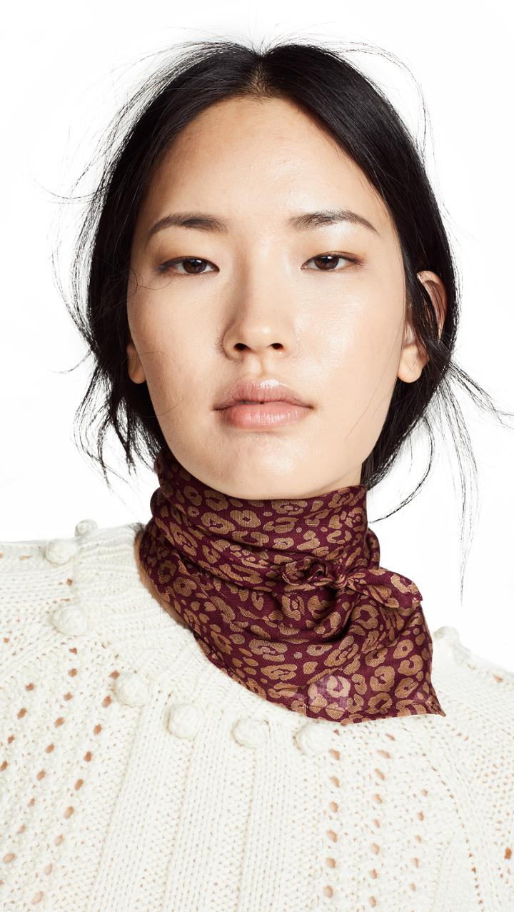 Chan Luu Two Tone Leopard Print Neckerchief