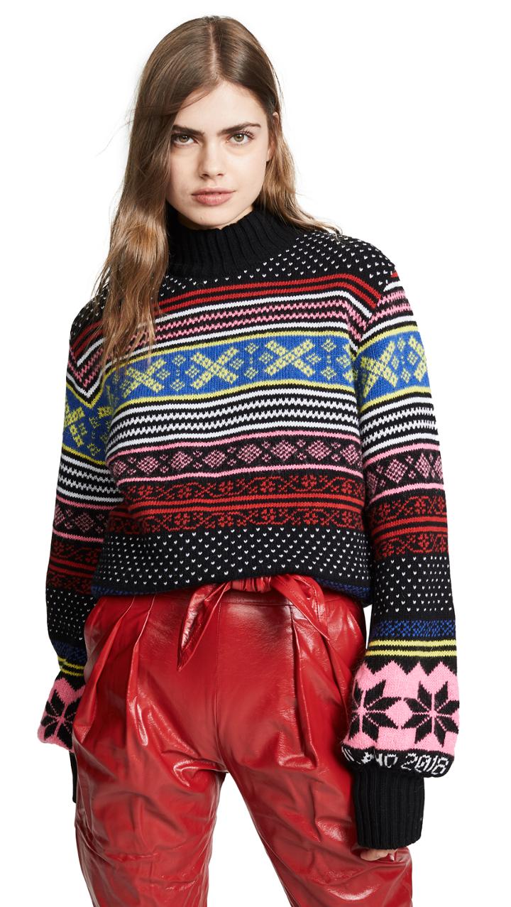 Msgm Fair Isle Crew Neck Sweater