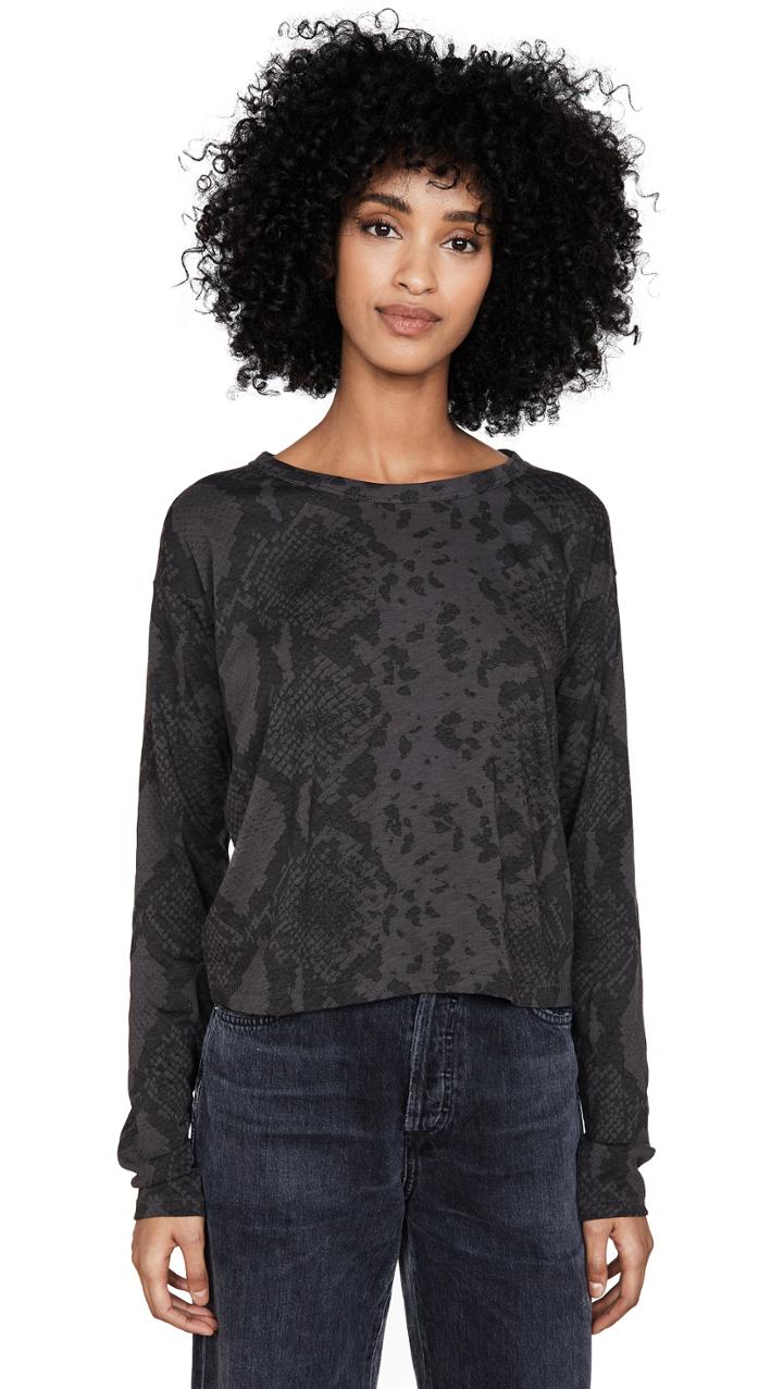 Rag Bone Jean Snake Print Cropped Long Sleeve