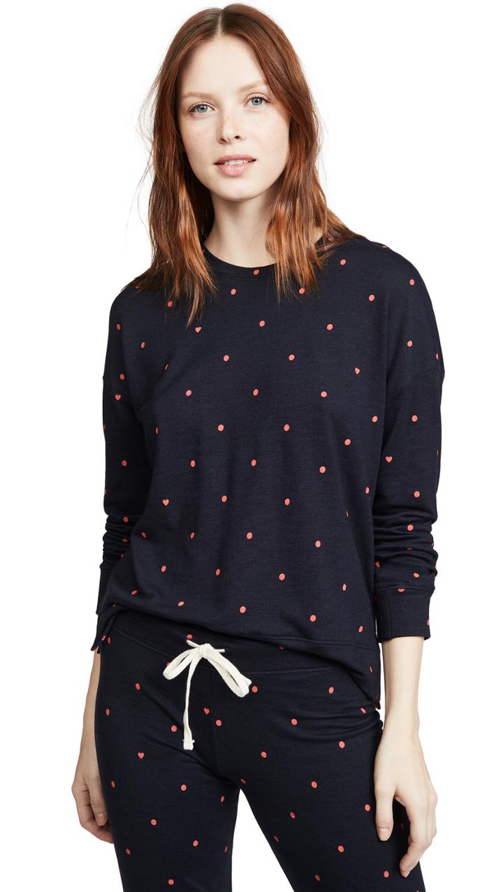 Sundry Polka Dot Hi Lo Crew Sweatshirt