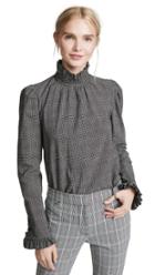 Goen J Checked Ruffle Top