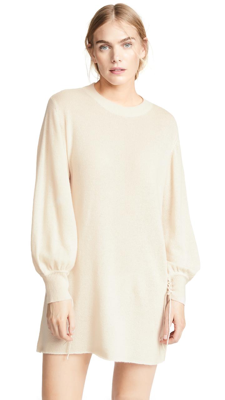 Ryan Roche Oversized Sweater Dress With Lace Cuffs