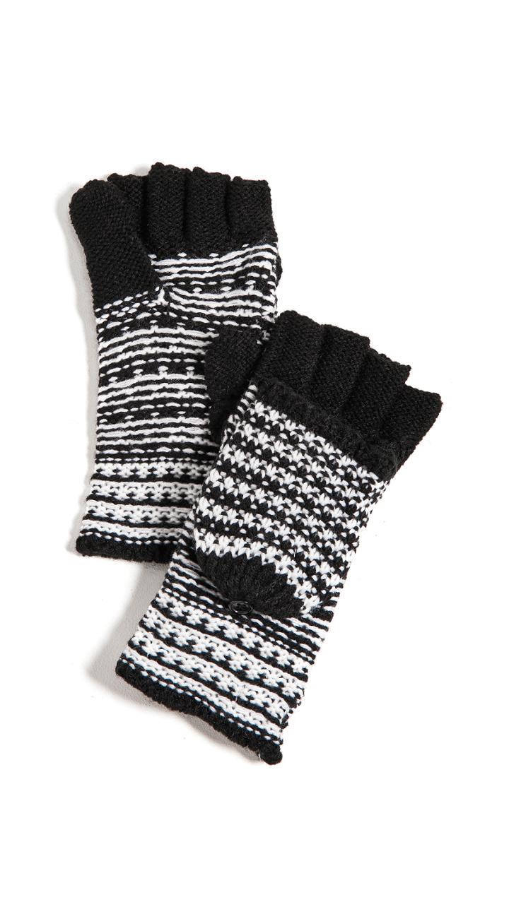 Rebecca Minkoff Patchwork Jacquard Pop Top Mittens