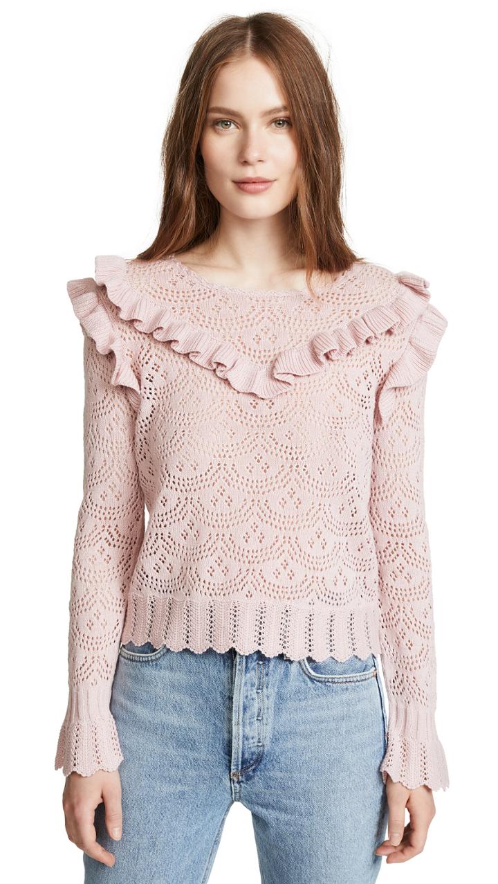 Loveshackfancy Natalie Ruffle Sweater
