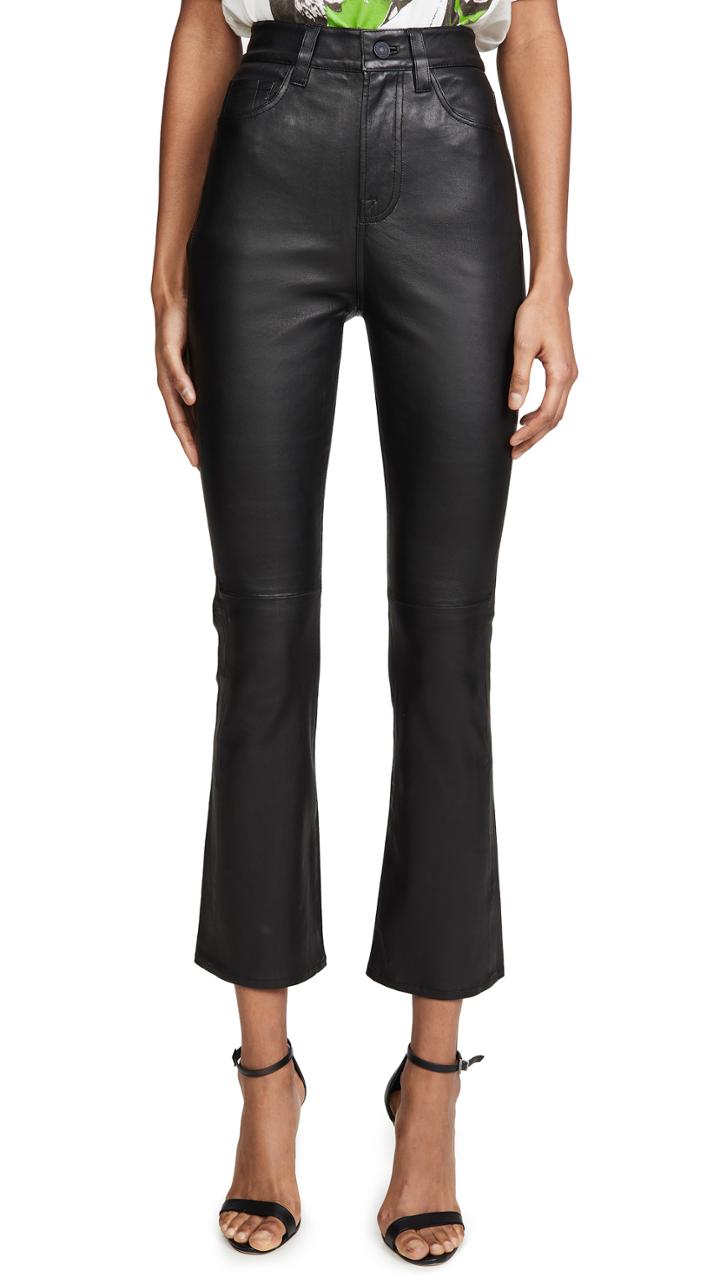 7 For All Mankind High Waisted Leather Slim Kick Jeans