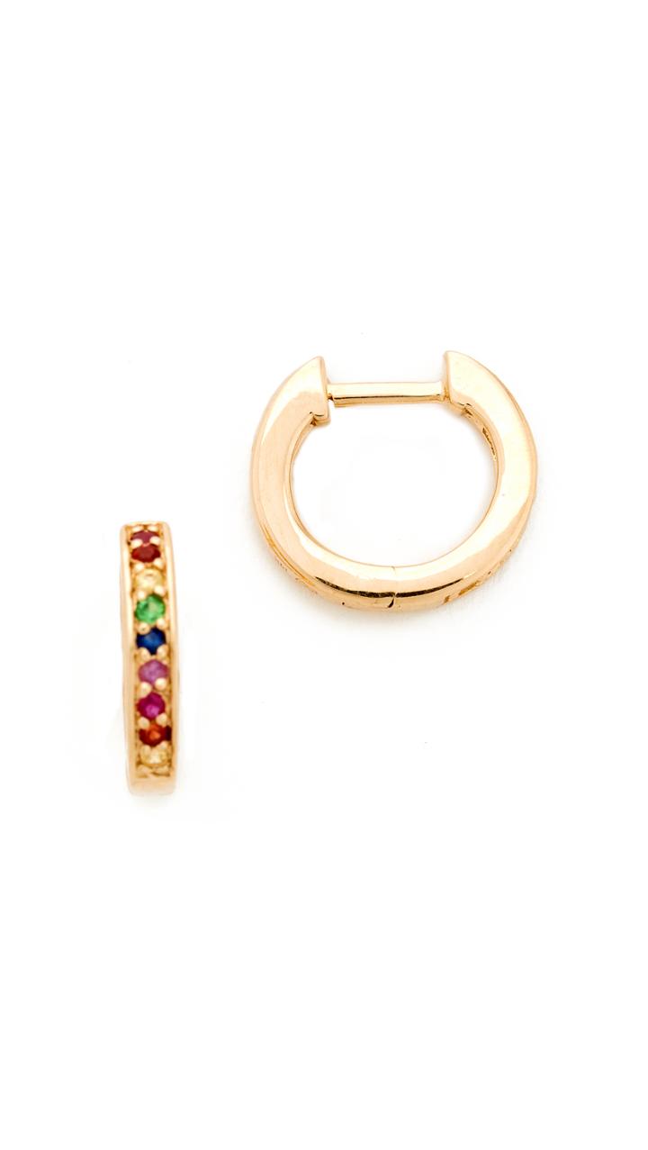 Sydney Evan 14k Gold Small Rainbow Huggie Hoop Earrings